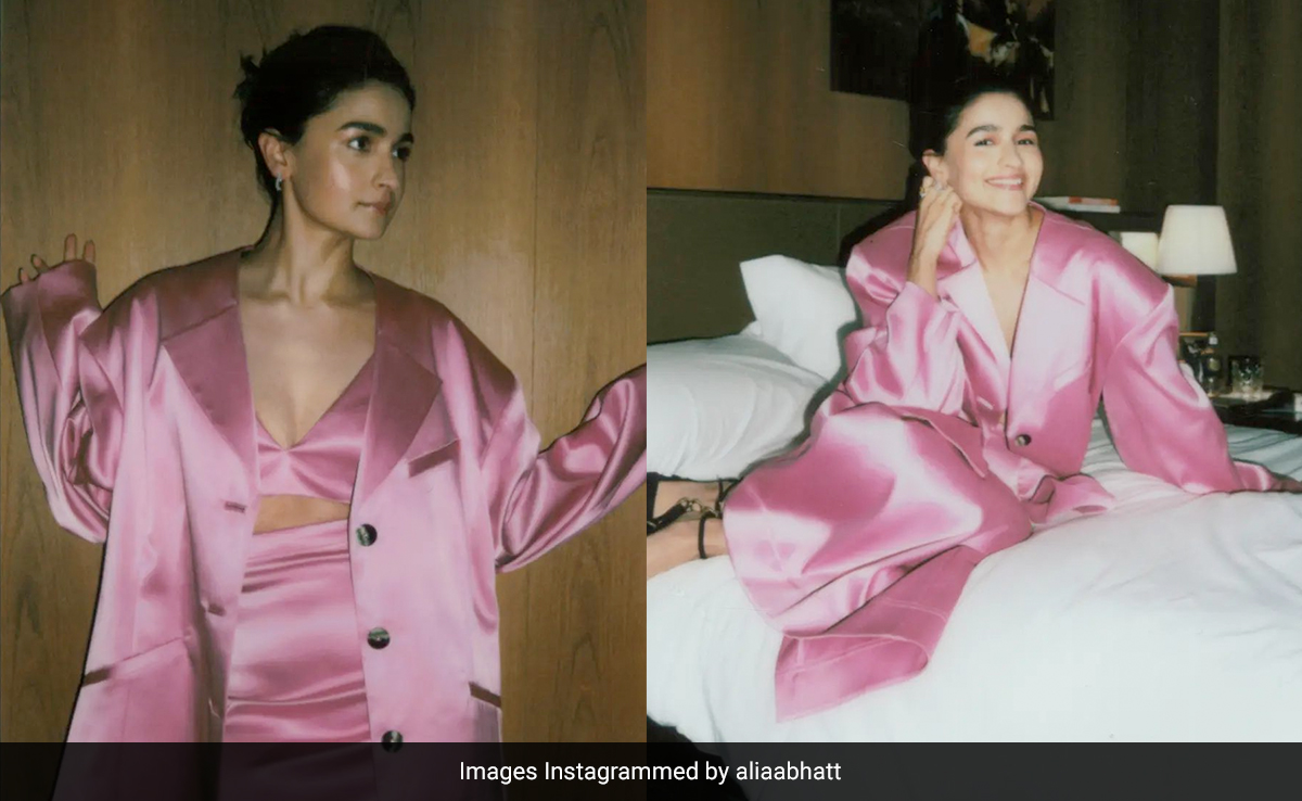 "This Barbie Is" Alia Bhatt In A Pink Satin Skirt Suit Acing The Barbiecore Fashion Trend