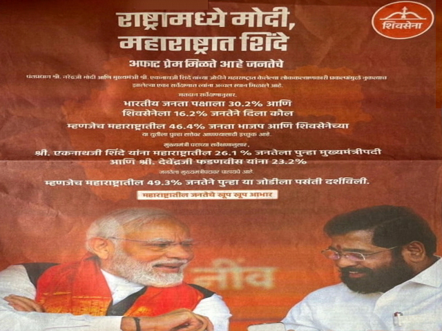 महाराष्ट्र: एकनाथ शिंदे के सर्वे वाले विज्ञापन पर सियासी संग्राम