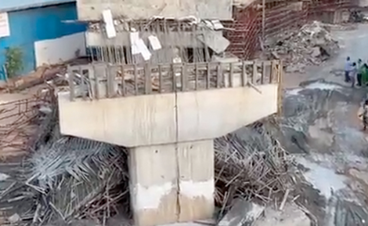 8 Injured After Flyover Slab Collapses In Hyderabad