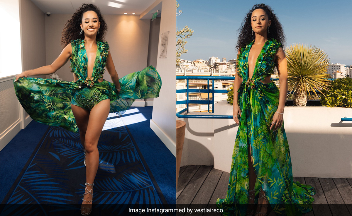 Here's How Lena Mahfouf Fabulously Rewore Jennifer Lopez's Iconic Tropical Green Versace Dress