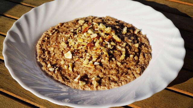 Oatmeal is rich in soluble fibre, which binds to cholesterol in the digestive tract