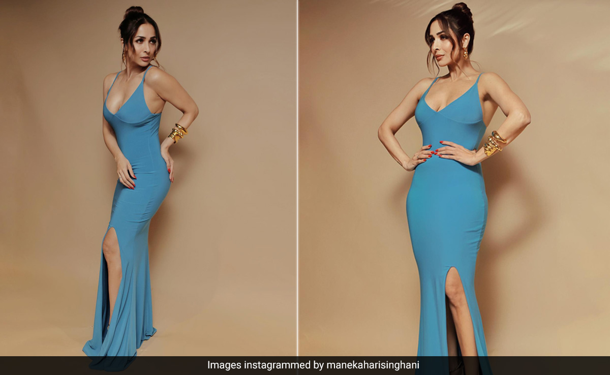 Mumbai Monsoons Can't Stop Malaika Arora From Pouring The Blues In A Strappy Gown