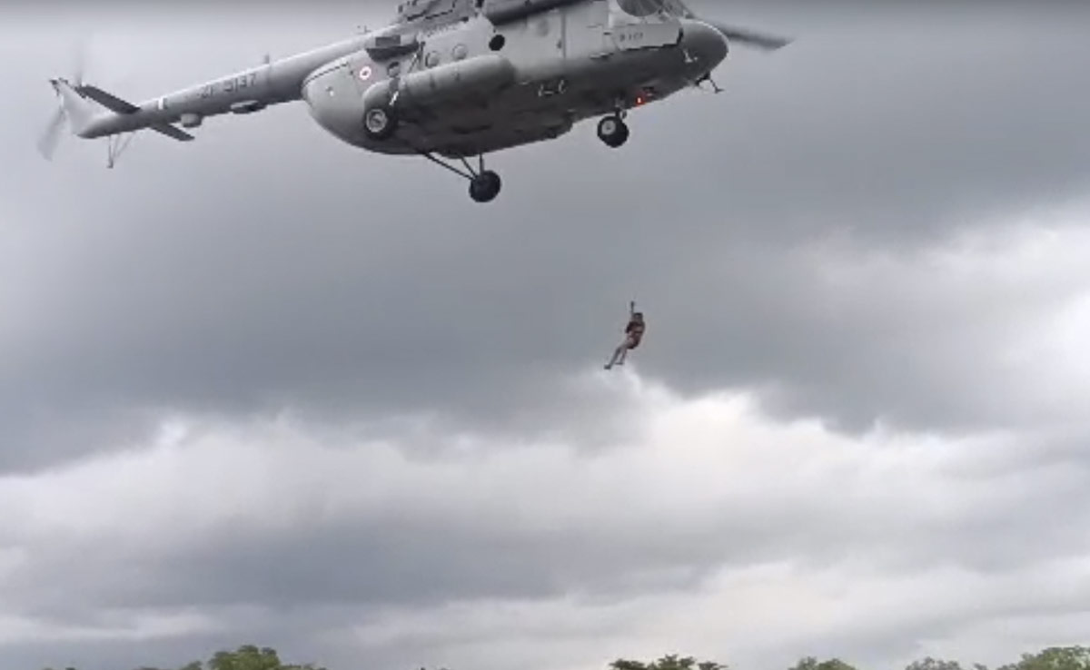Watch: Chopper Rescues Madhya Pradesh Man Trapped On Tree In Flooded River