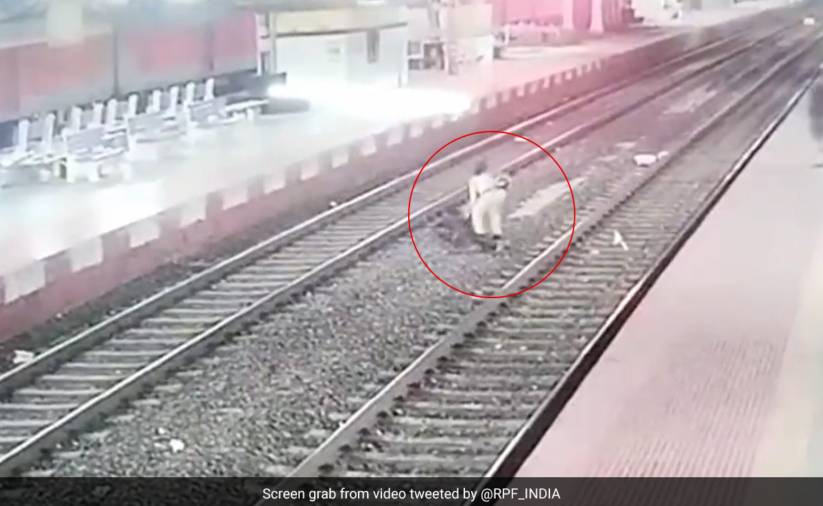 Watch: Railway Cop Rescues Man From Being Run Over By A Train In West Bengal