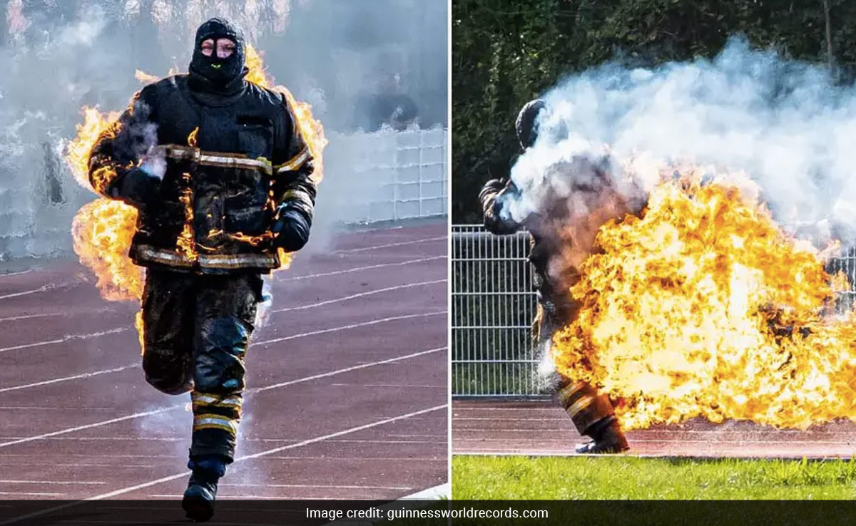 Video: French Firefighter's Daring Run While On Fire Smashes World Records