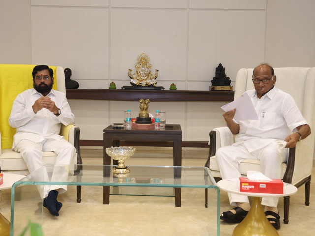 NCP Chief Sharad Pawar Meets Maharashtra Chief Minister Eknath Shinde