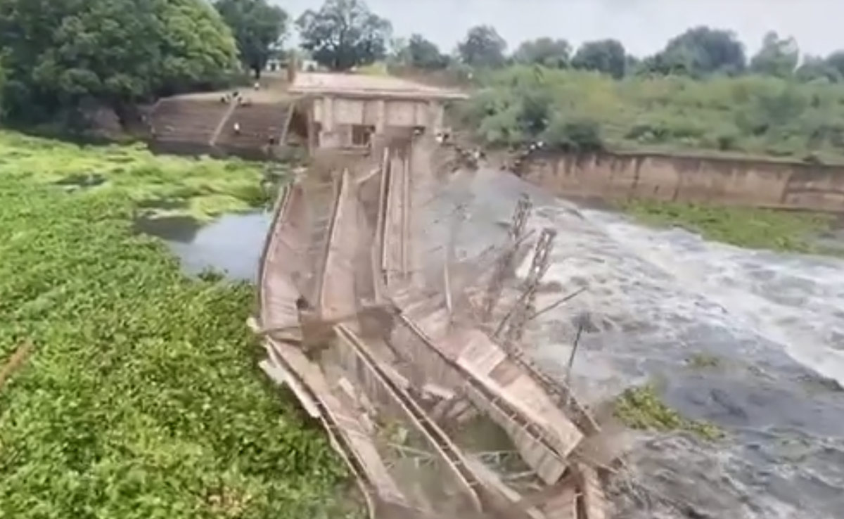 On Camera, Part Of Under-Construction Bridge Collapses In Chhattisgarh
