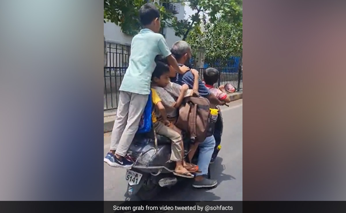 Mumbai Man Booked After Video Shows Him Riding Scooter With 7 Children