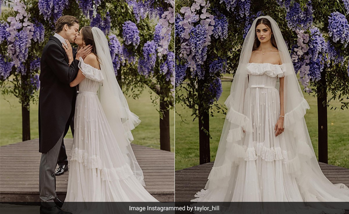 To Marry Daniel Fryer, Taylor Hill Wore "The First Wedding Dress That Etro Has Ever Made"