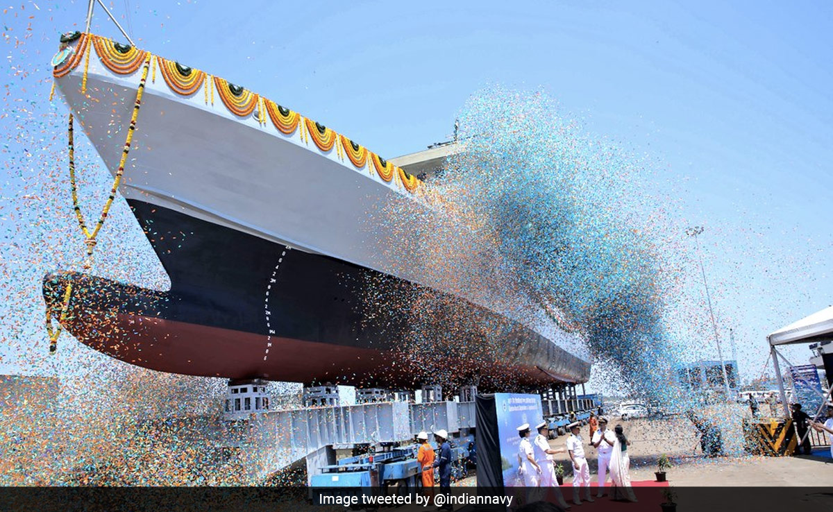 Anti-Submarine Warfare Vessel 'Anjadip' Built For Indian Navy Launched