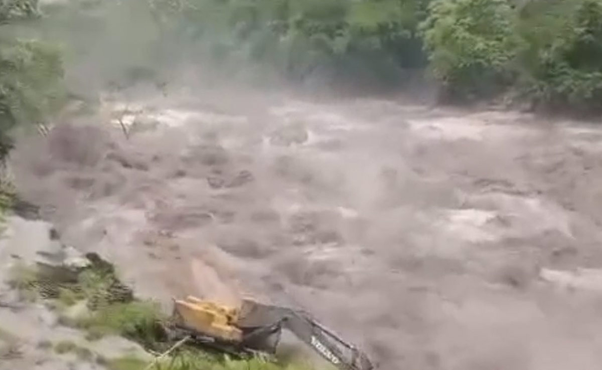 Video: Water Level Surges In Sikkim River Amid Heavy Rain, 1 Swept Away