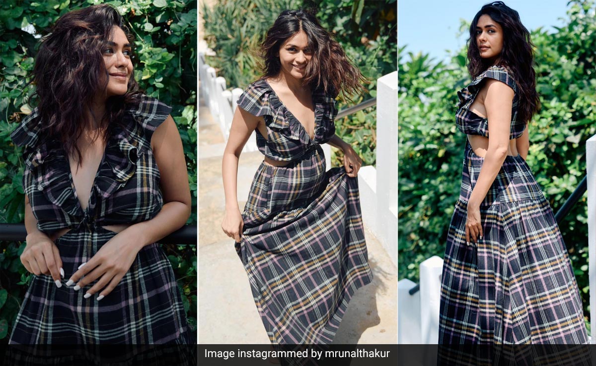 It's A "Well Plaid" Summer Style Move By Mrunal Thakur In A Cutout Check Maxi Dress