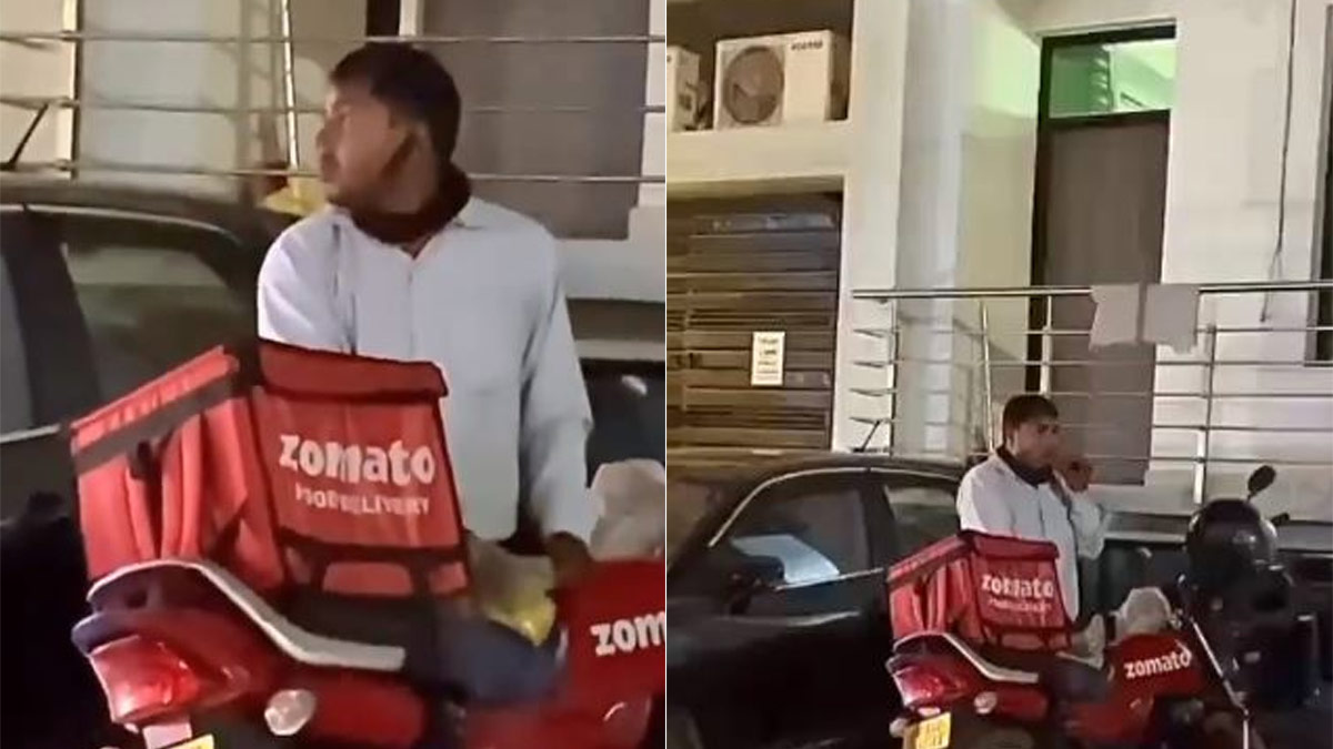 Video Of Zomato Delivery Driver Eating Food From Plastic Bag Goes Viral