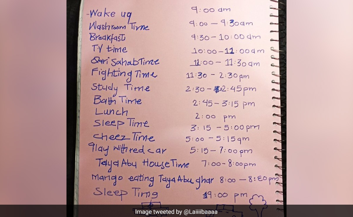 15 Minutes Study, 3 Hours Fighting Time: 6-Year-Old's Timetable Leaves Internet In Splits