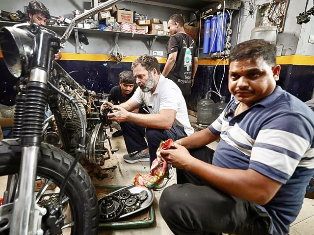 Rahul Gandhi's Evening With Motorcycle Mechanics At Delhi Market
