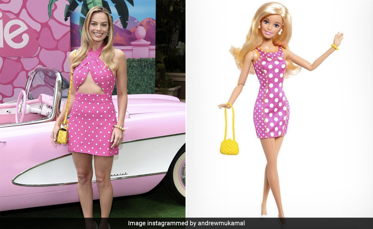 Margot Robbie's Polka Dot Valentino Mini Dress Is Based On What Barbie Wore In 2015