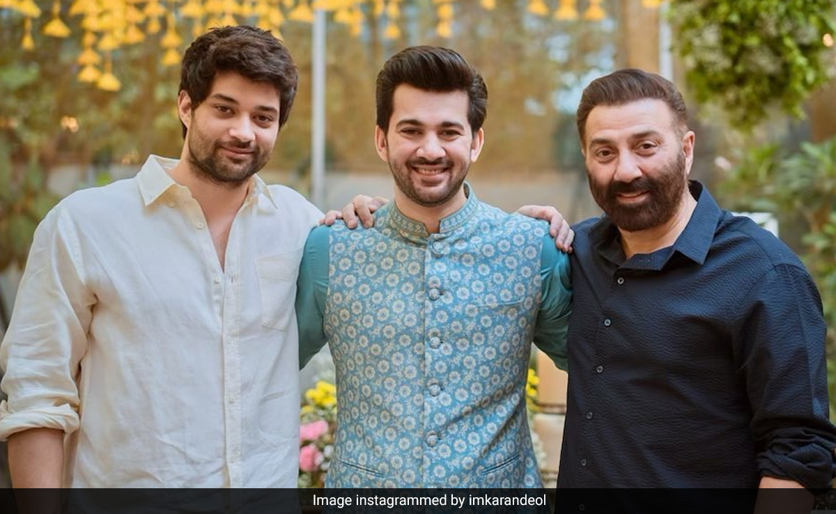Karan Deol In A Pic With His "Best Men" Dad Sunny Deol And Brother Rajveer Deol