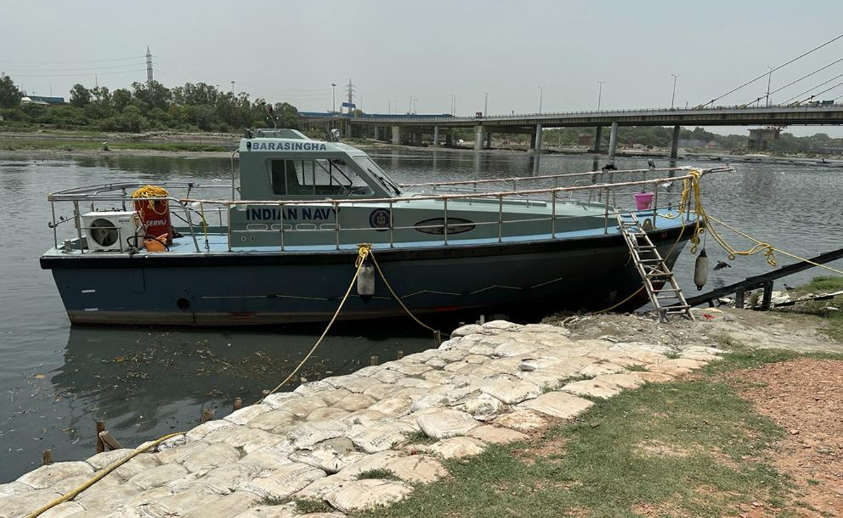 Navy Boat, Brought In To Assess Yamuna's Waterway Potential, Docked At Banks