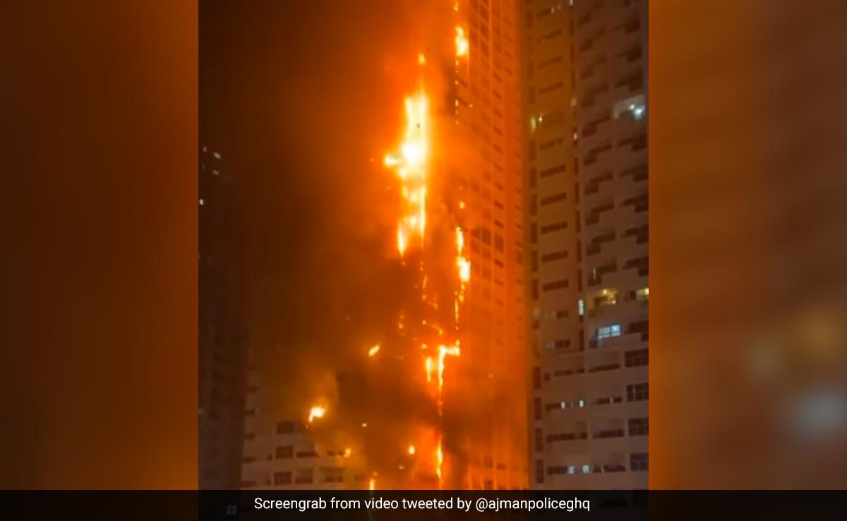 Video Shows Massive Fire Engulfing Residential High-Rise In UAE's Ajman