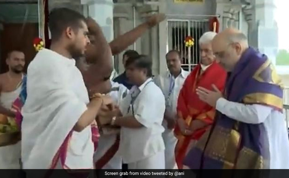 Amit Shah Offers Prayers At Tirupati Balaji Temple In Jammu