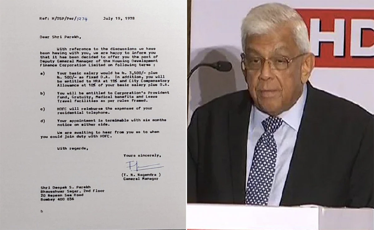 Amid HDFC Merger, Deepak Parekh's Offer Letter Goes Viral. His Salary Was...