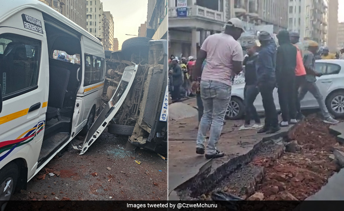 Video: Suspected Gas Explosion Rips Open Roads, Flips Cars In Johannesburg
