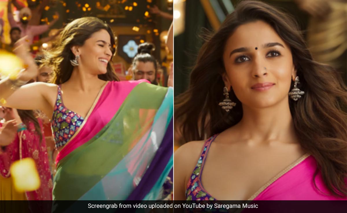 Alia Bhatt In A Multicoloured Panelled <i>Saree</i> Shows Us How Fabulous Her <i>Jhumkas</i> Look