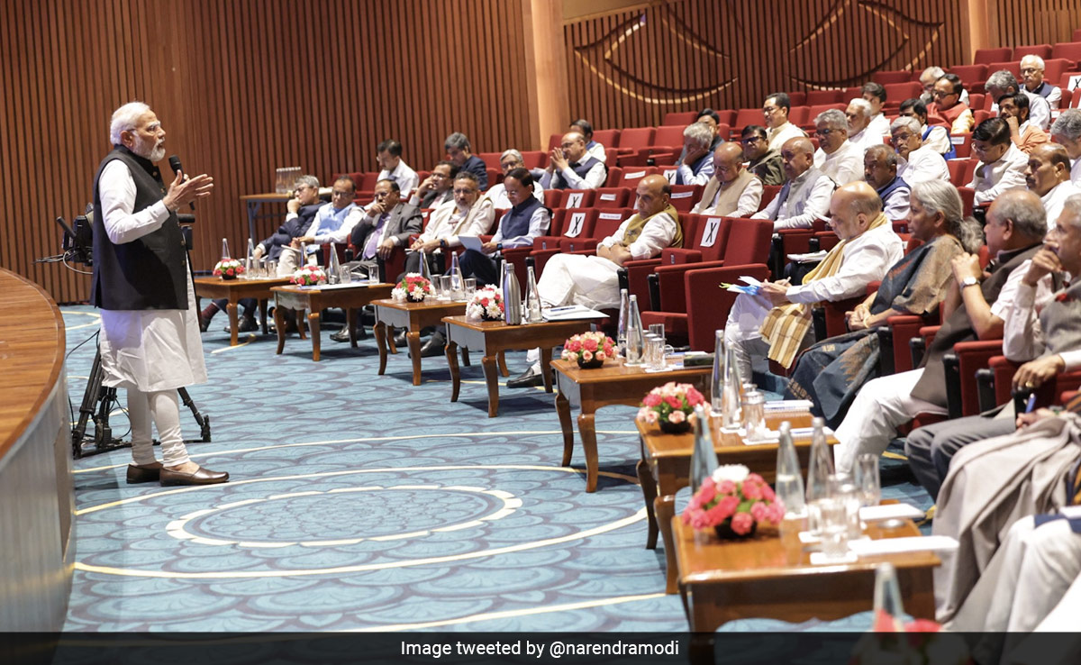 PM Modi Chairs Council Of Ministers Meet At Newly Built Convention Centre