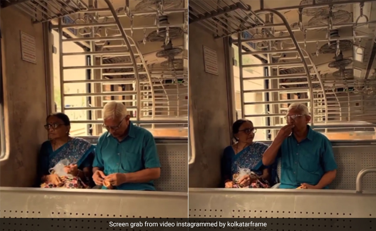लोकल ट्रेन में बैठकर एक ही पैकेट से बिस्कुट खा रहे थे बुजुर्ग पति-पत्नी, दोनों के बीच का प्यार देख भर आएगा दिल