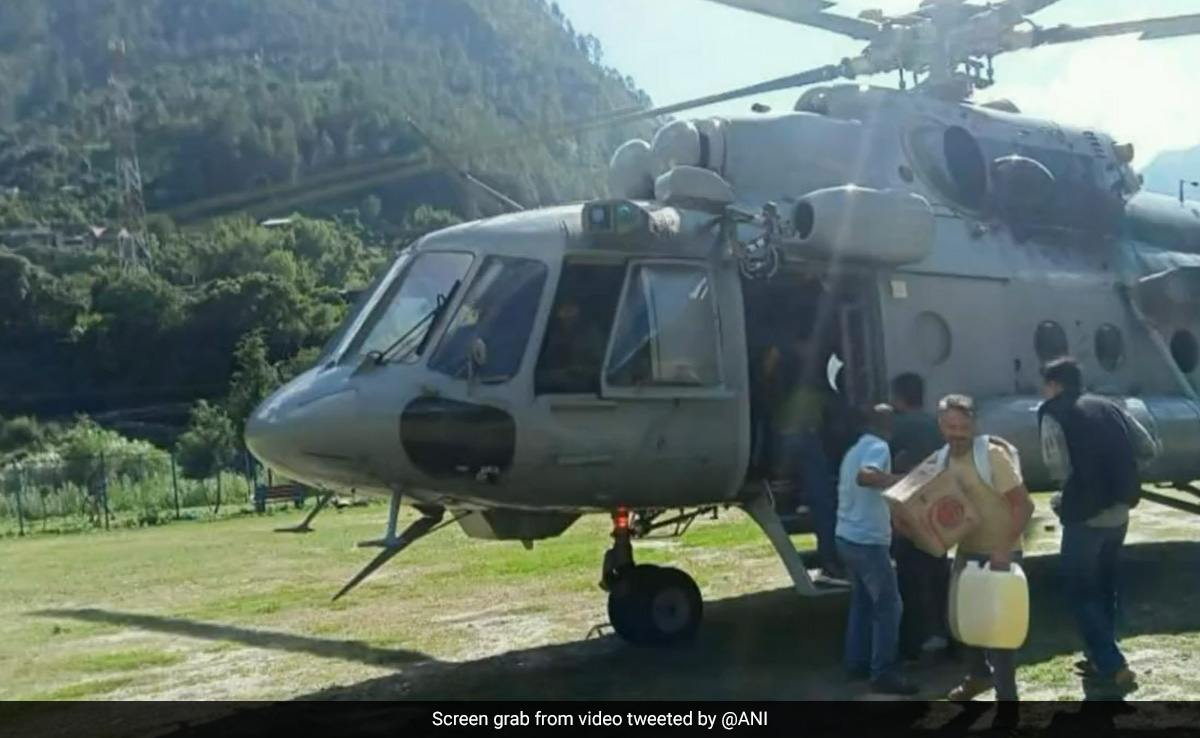 Air Force Helicopters Deliver Relief Materials To Himachal's Flooded Areas
