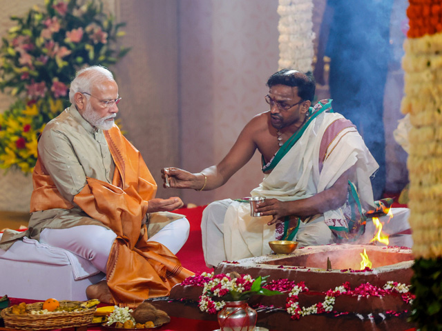 PM Modi Performs Puja At Newly Built Delhi Centre, A G20 Venue