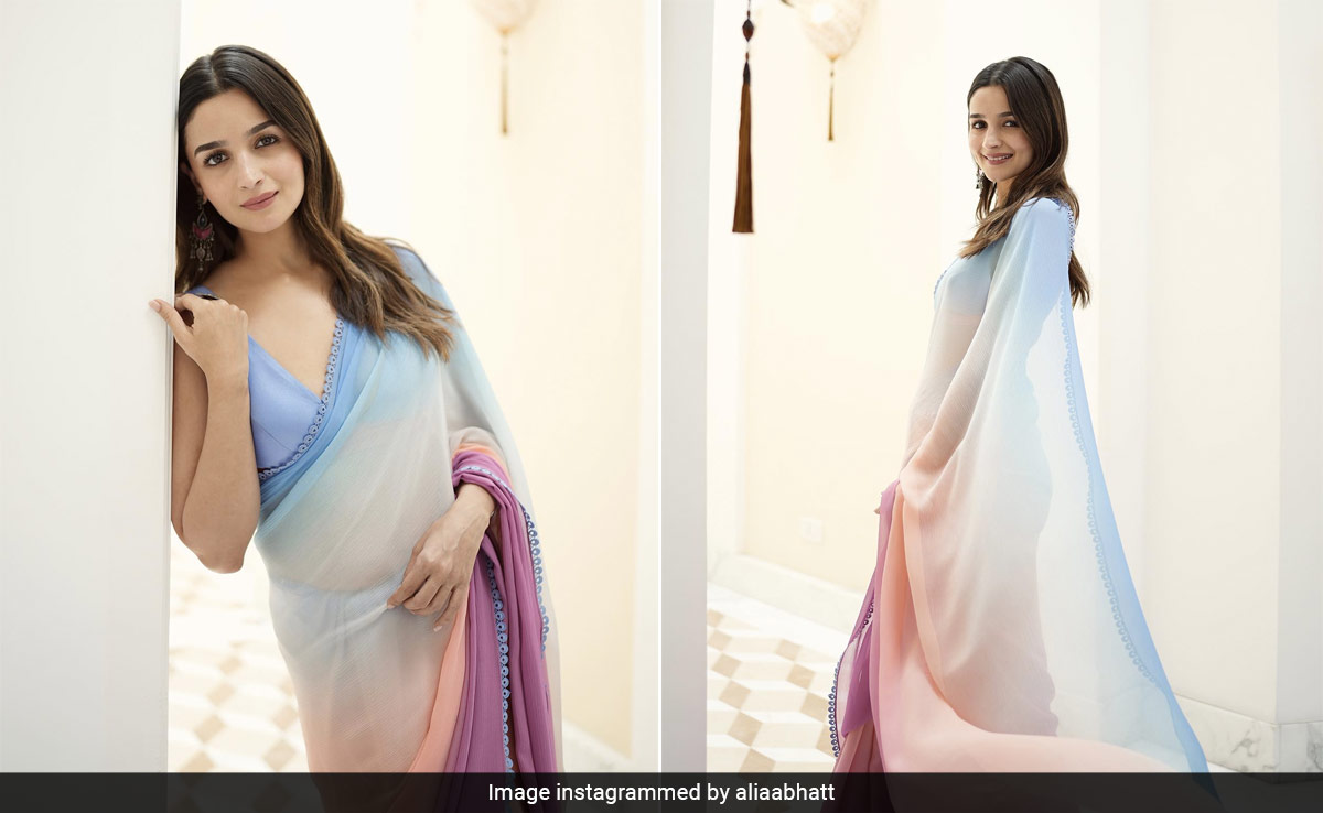 Alia Bhatt's Pastel Hued Ombre Manish Malhotra <i>Saree</i> Has Us Believing It's Still Spring
