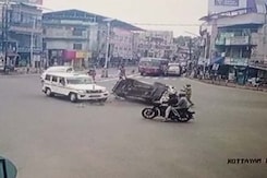 Video: Car In Kerala Minister's Convoy Rams Ambulance, It Topples, Slides Video: Car In Kerala Minister's Convoy Rams Ambulance, It Topples, Slides