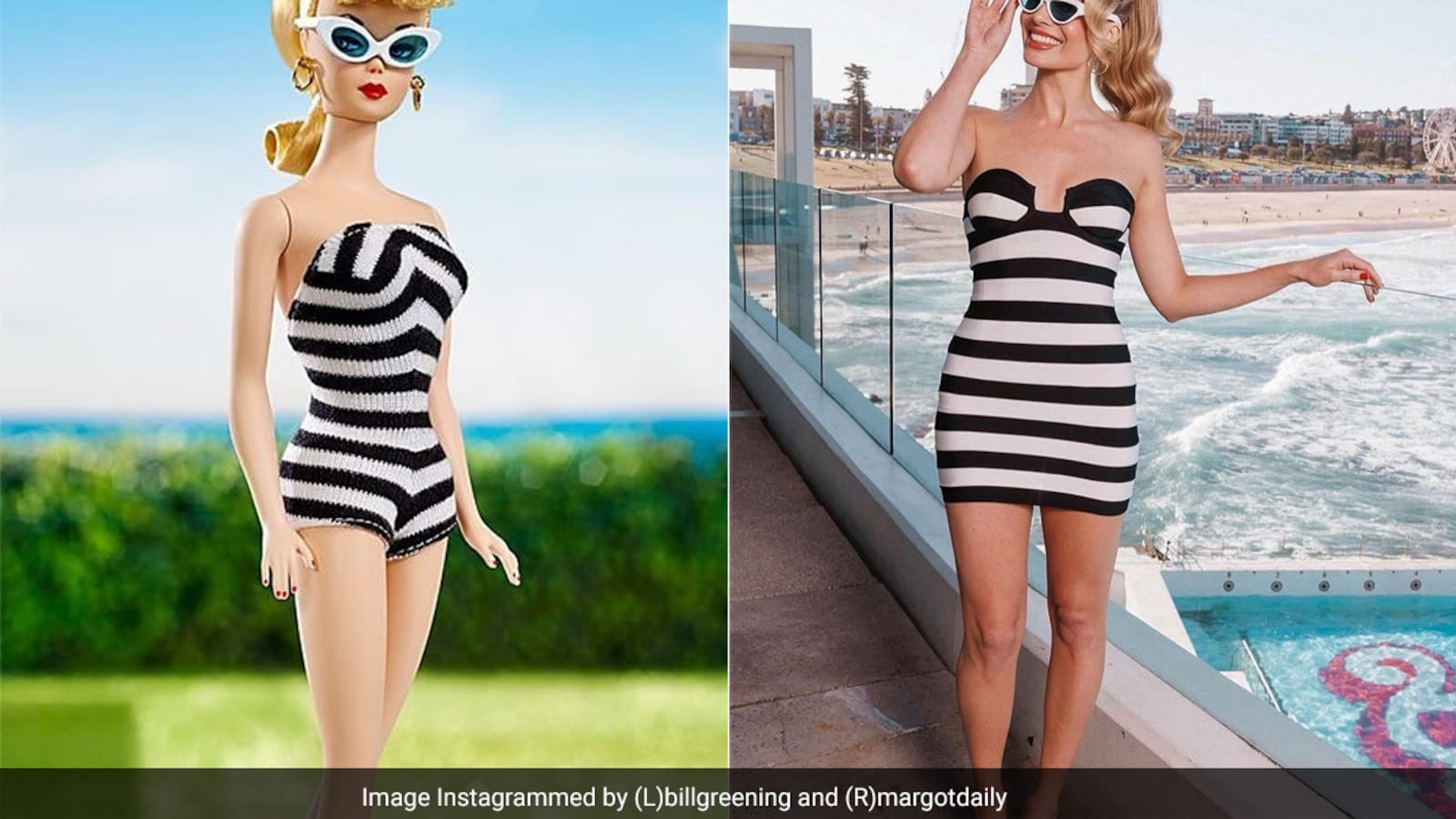 barbie black and white striped dress Barbie Doll in black and white striped dress (blonde)