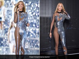 Beyonce's Alexander McQueen Bodysuit Was Part Sheer Polka Dot And Part Silver Sequin Horse Beyonce's Alexander McQueen Bodysuit Was Part Sheer Polka Dot And Part Silver Sequin Horse
