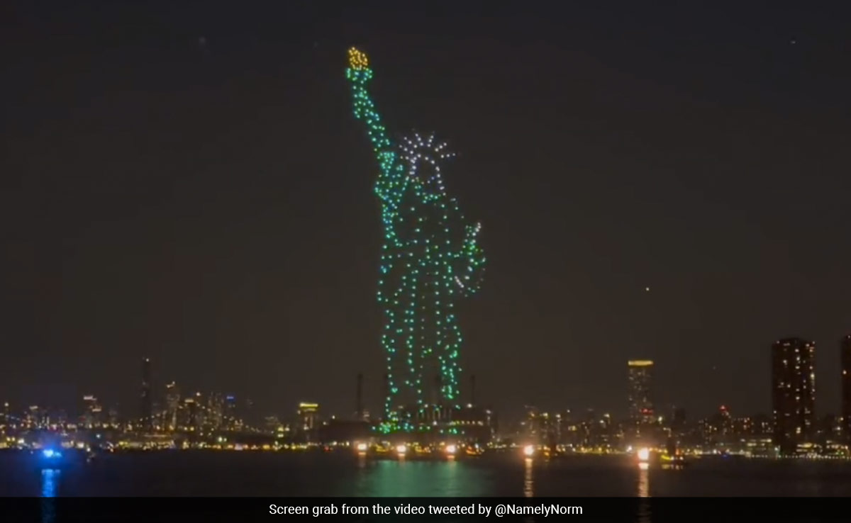 Watch: Statue Of Liberty Comes To Life In Dazzling Drone Show In New York
