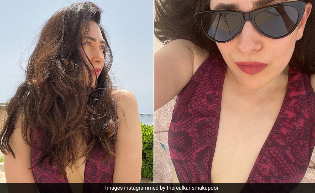 Karisma Kapoor's Cutout Swimsuit Is Her Chic, Sunny "Beach Therapy"