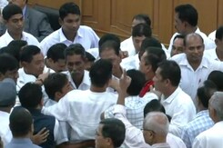 Shoving, Walking On Table, Human Chains: Huge Protest In Tripura Assembly Shoving, Walking On Table, Human Chains: Huge Protest In Tripura Assembly