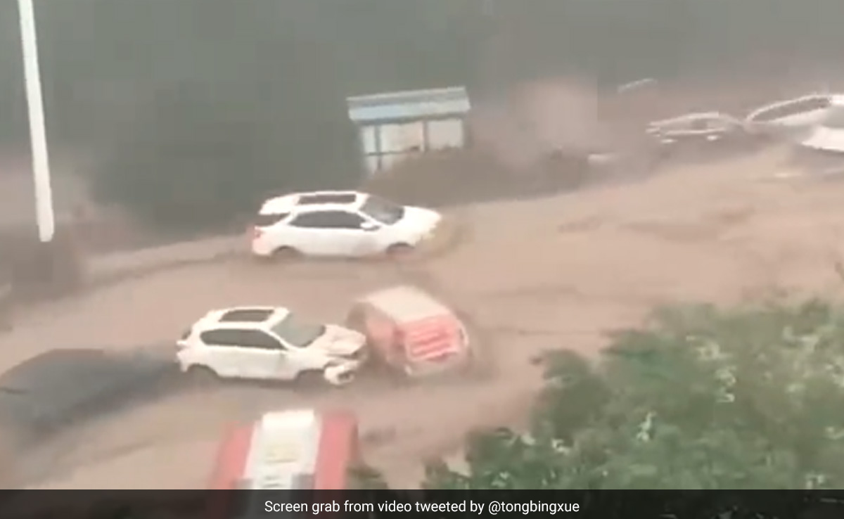 Cars Washed Away After Raging Storm In China, Red Alert Issued