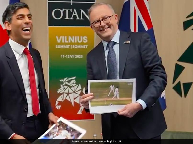 Watch: Rishi Sunak's "Sandpaper" Retort As Australian PM Brings Up Jonny Bairstow Dismissal In Meet