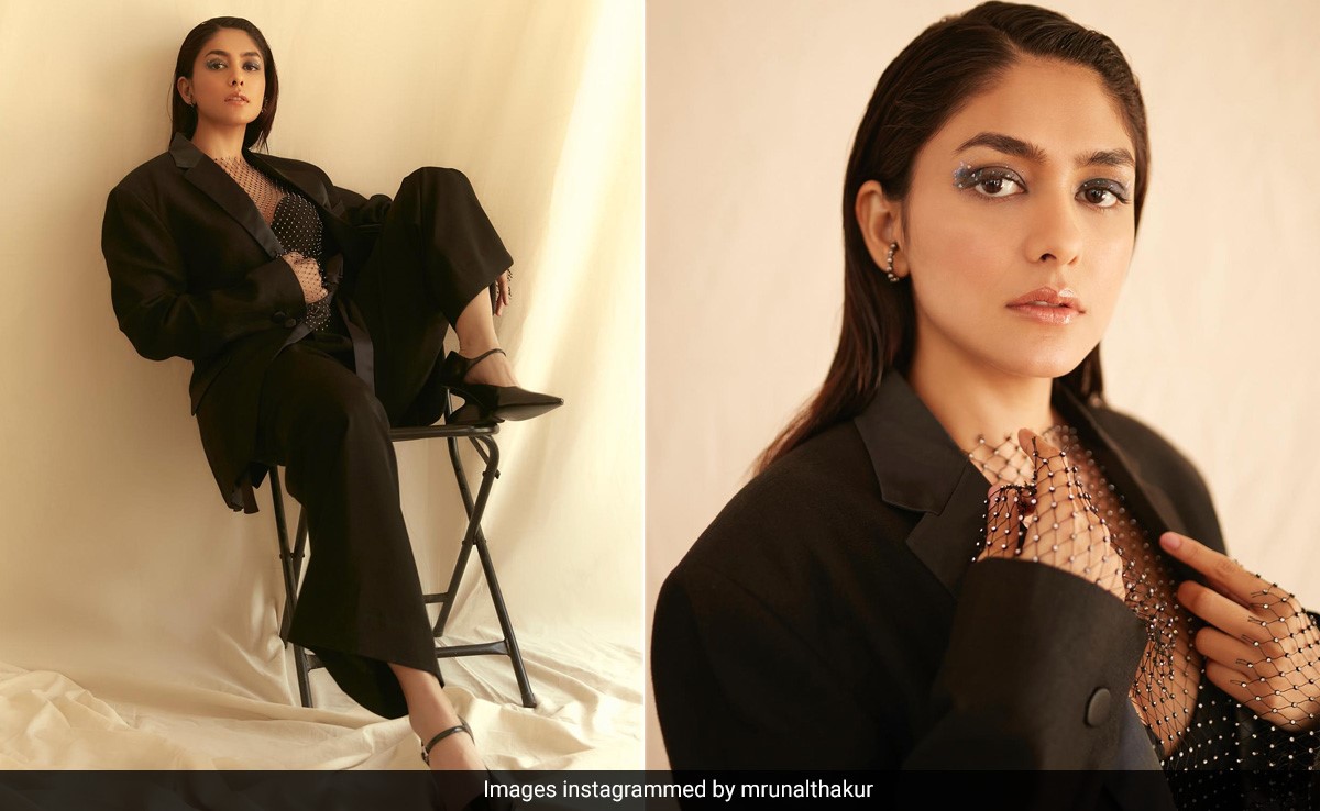 Mrunal Thakur's Black Pantsuit With A Mesh Top Takes Board Meetings To The Party