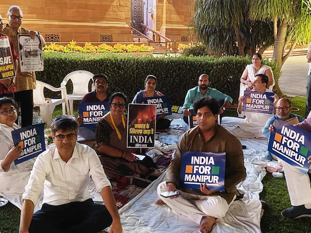 Opposition's All-Night Protest Outside Parliament Amid Manipur Tangle
