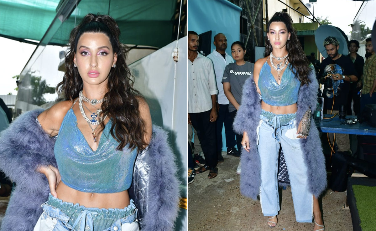 Nora Fatehi's Monsoon Style In Her Cowl Crop Top With A Fur Stole Is Like No One Else's