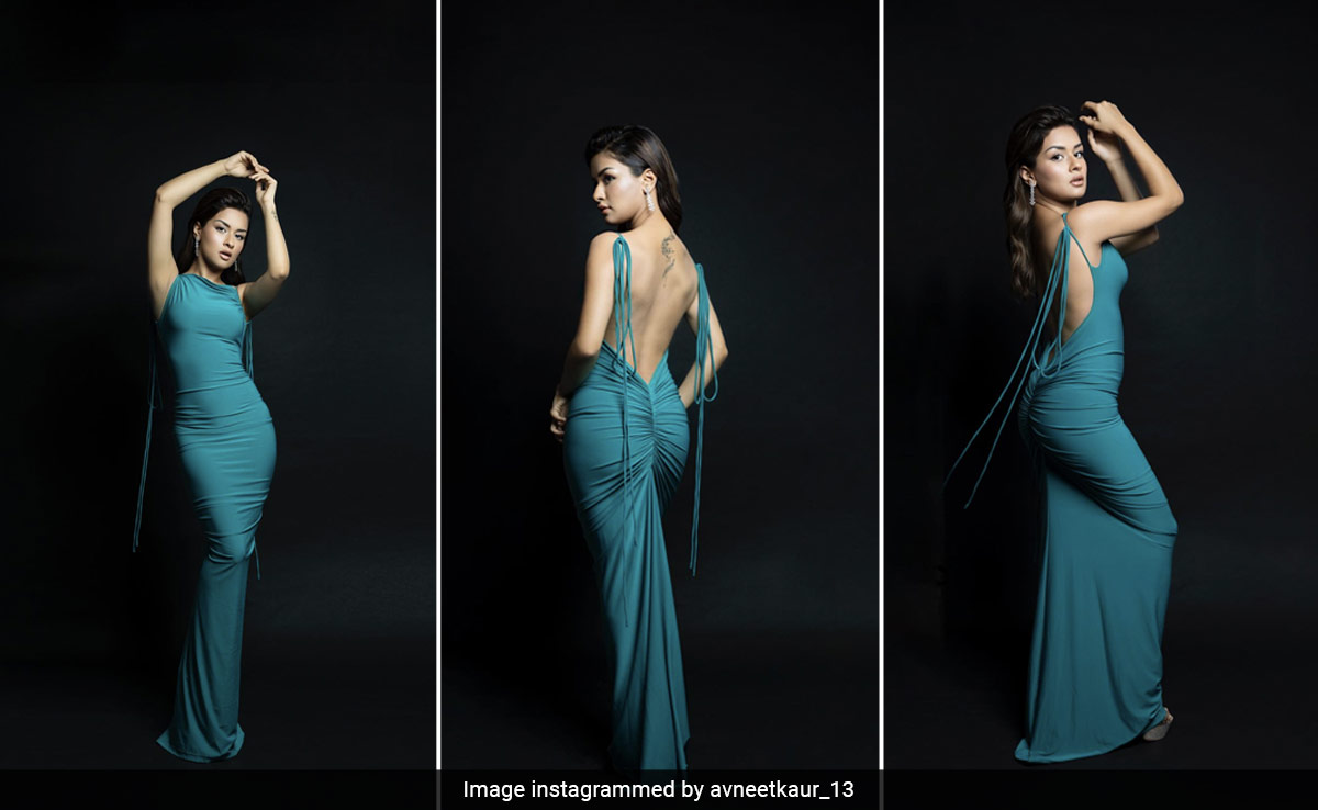 We Bet Avneet Kaur's Backless Ruched Teal Dress Will Steal Your Attention