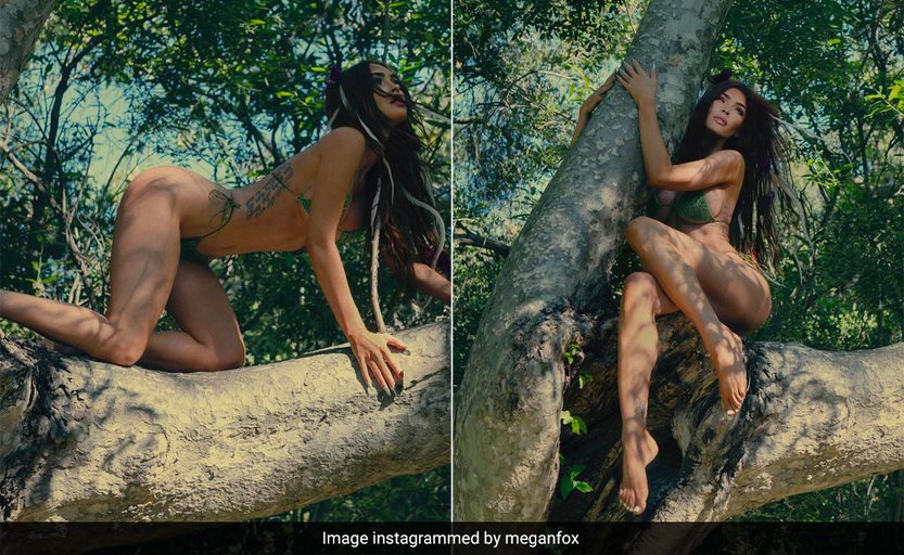When Megan Fox Visited The Forest As  A Woodland Nymph, She Did It In Green Swimwear
