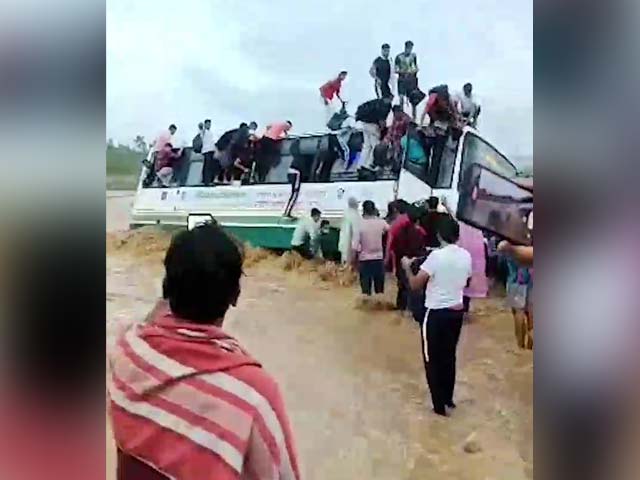 Video: Bus Tries To Cross River In Uttarakhand, Starts Tilting, Passengers Jump Out
