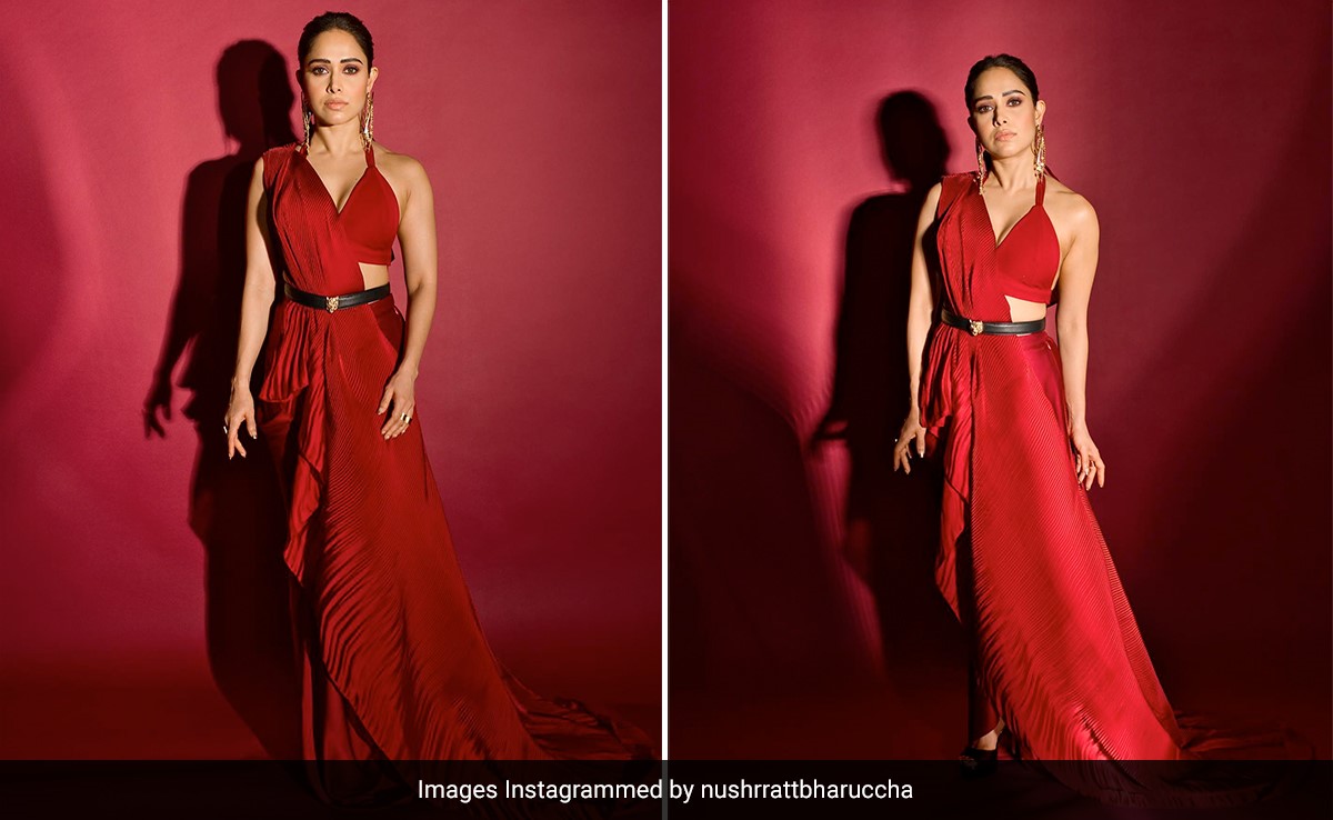 Nushrratt Bharuccha's Cherry Red <i>Saree</i> Gives The Season An Excuse To Brighten Up