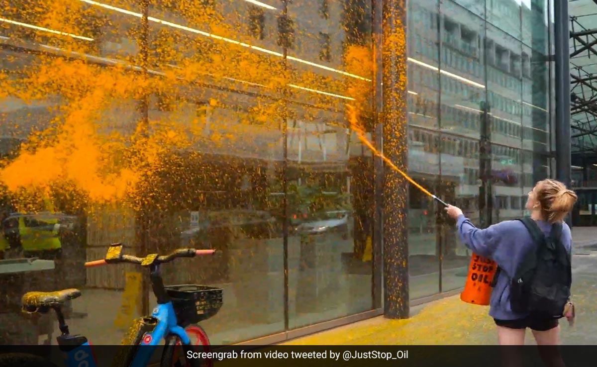 Video: Just Stop Oil Campaigners Spray Paint On UK's Energy Department Building