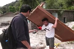 People Walk Uphill Carrying Beds, Mattresses In Flood-Hit Himachal People Walk Uphill Carrying Beds, Mattresses In Flood-Hit Himachal