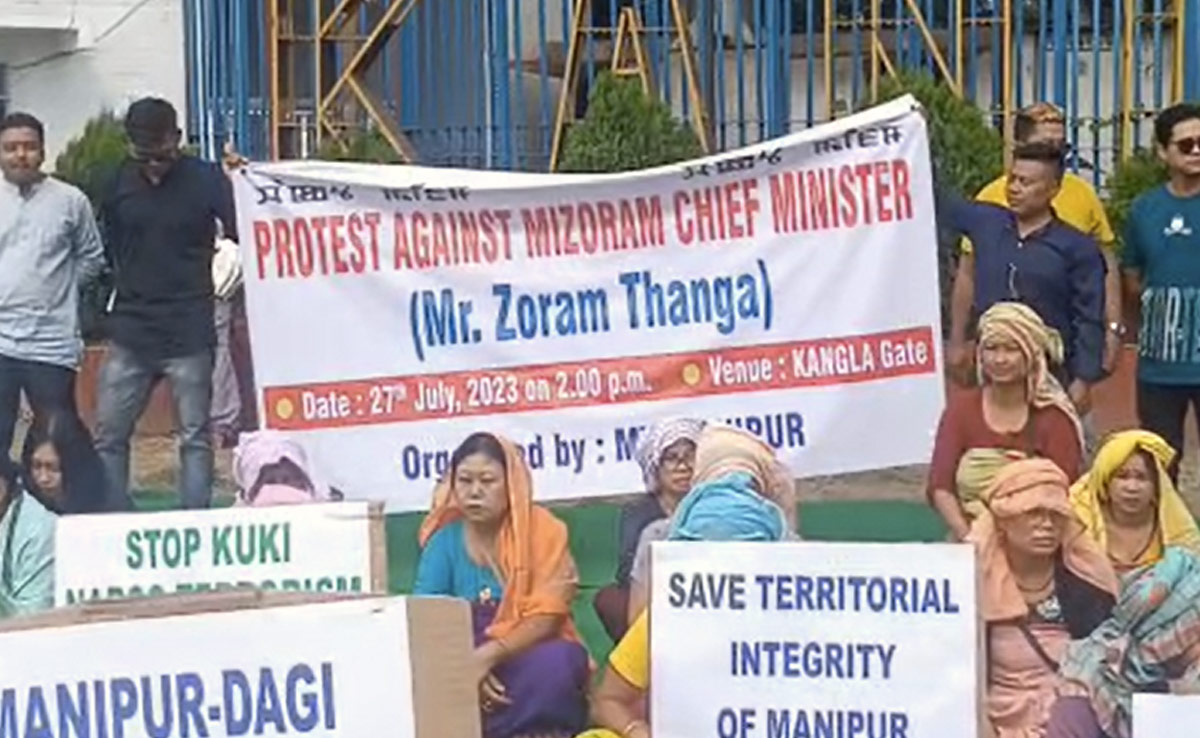 Protest In Manipur Against Mizoram Chief Minister's Solidarity March